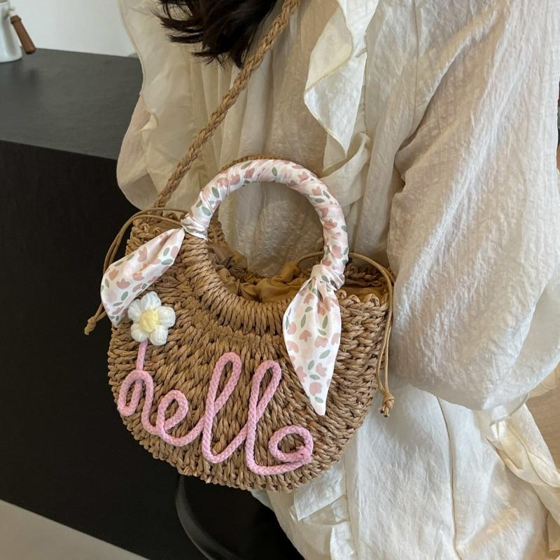 Garten Flechtbeutel Sommer Klein Frisch Flecht Umhängetasche Strandurlaub Strand Handtasche