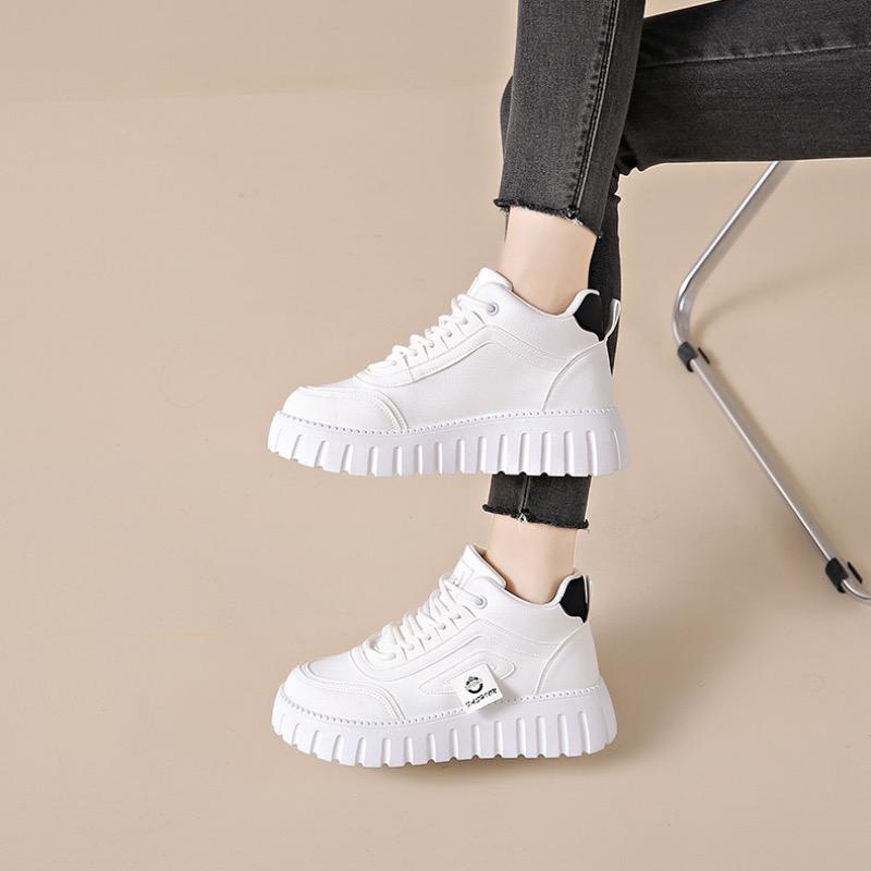 Fashion Women's Platform Sneakers Fashion High-top Casual Shoes for Women Lace Up Vulcanized Shoes Trendy Skateboard Shoes Zapatos Mujer