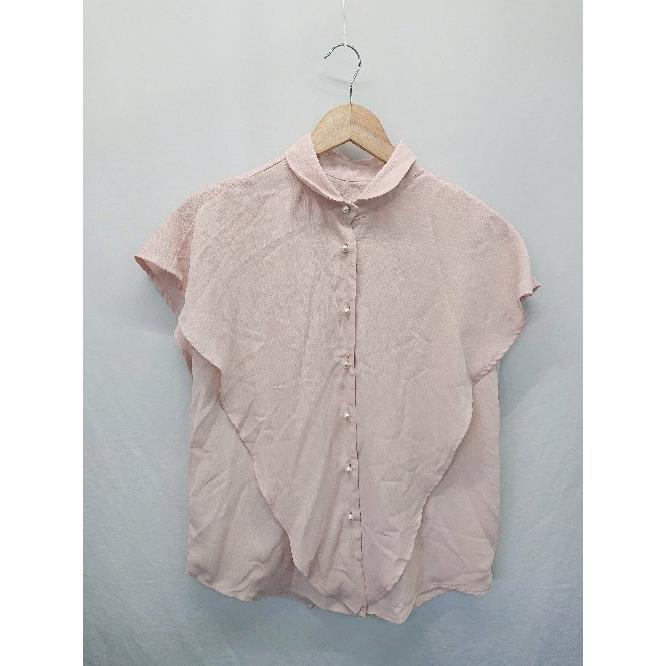 DHOLIC Dull Color Pearl Button French Sleeve Shirt Blouse Pink Women s E [Used]