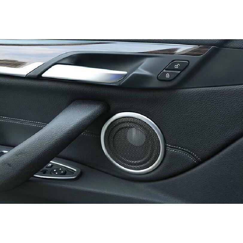 For BMW X1 2016-  F48 ABS silver inner door speaker ring cover trim 4pcs