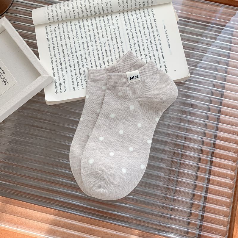 Polka Dot Nice Standard Versatile Trendy Short Boat Socks Casual Simple Socks Thin Cotton