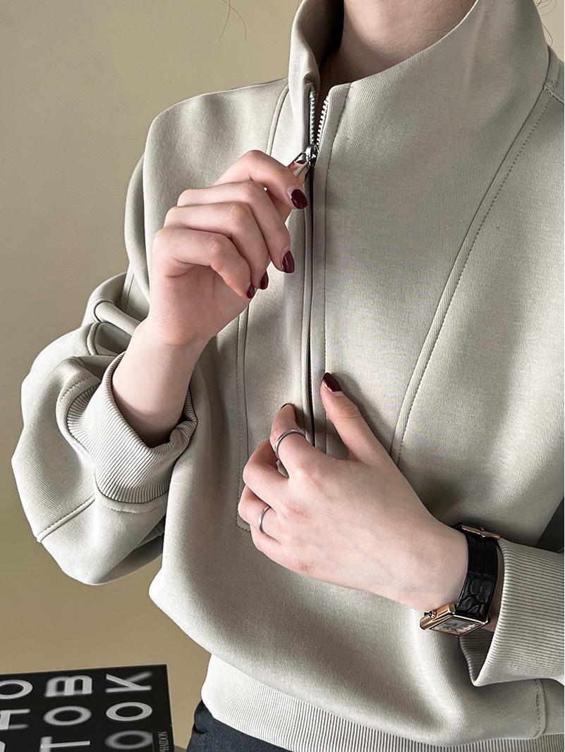 

Женская толстовка Luxi High-End Half-Zip – весна 2024 года, корейский повседневный спортивный топ с высокой талией M (Model Size)