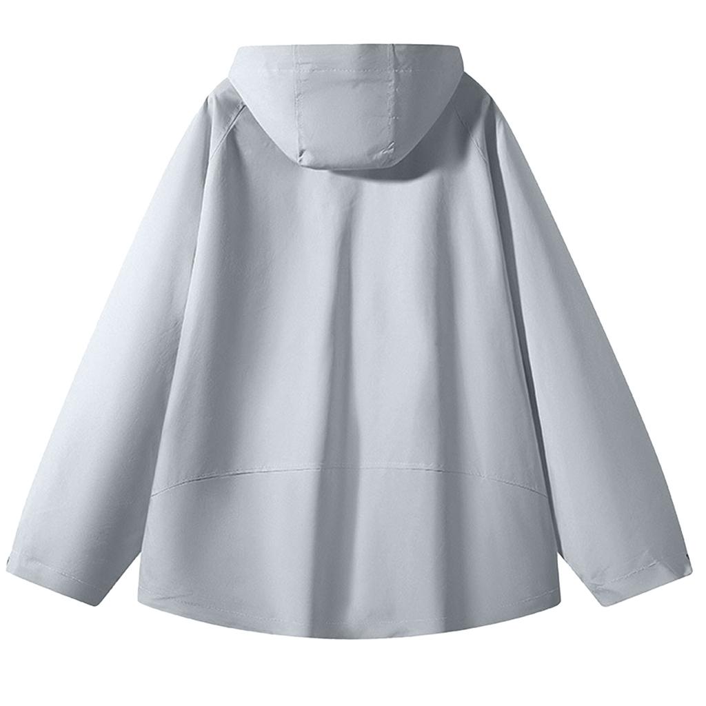 Women's Solid Color Long Sleeved Hooded Outdoor Suit Windproof And Waterproof Thin Jacket