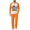 Men's Casual Loose Fit Raglan Sleeve Pajama Set with Halloween Letter Print