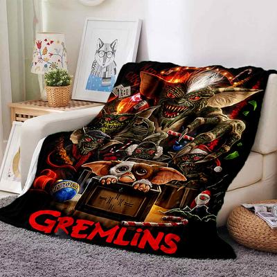 1 pièce Couverture Gremlins de Noël Douce Flanelle, Confortable Toutes Saisons Polyester Parfaite pour la Maison, le Bureau