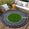 Vintage Racetrack Round Rug Start Finish Line Print NonSlip Floor Mat for Kids Room Playroom Patio Outdoor Home Decor