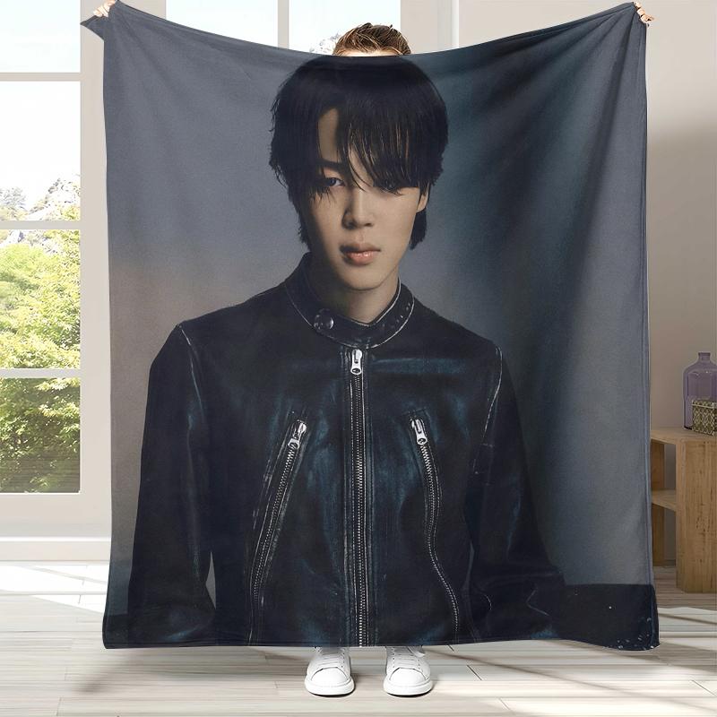 Jimin Kpop B-BTS Star Flannel Blanket,Ultra Soft Warm Plush Throw for Home Bedroom Bed Sofa Cover Office Camping Picnic Gift