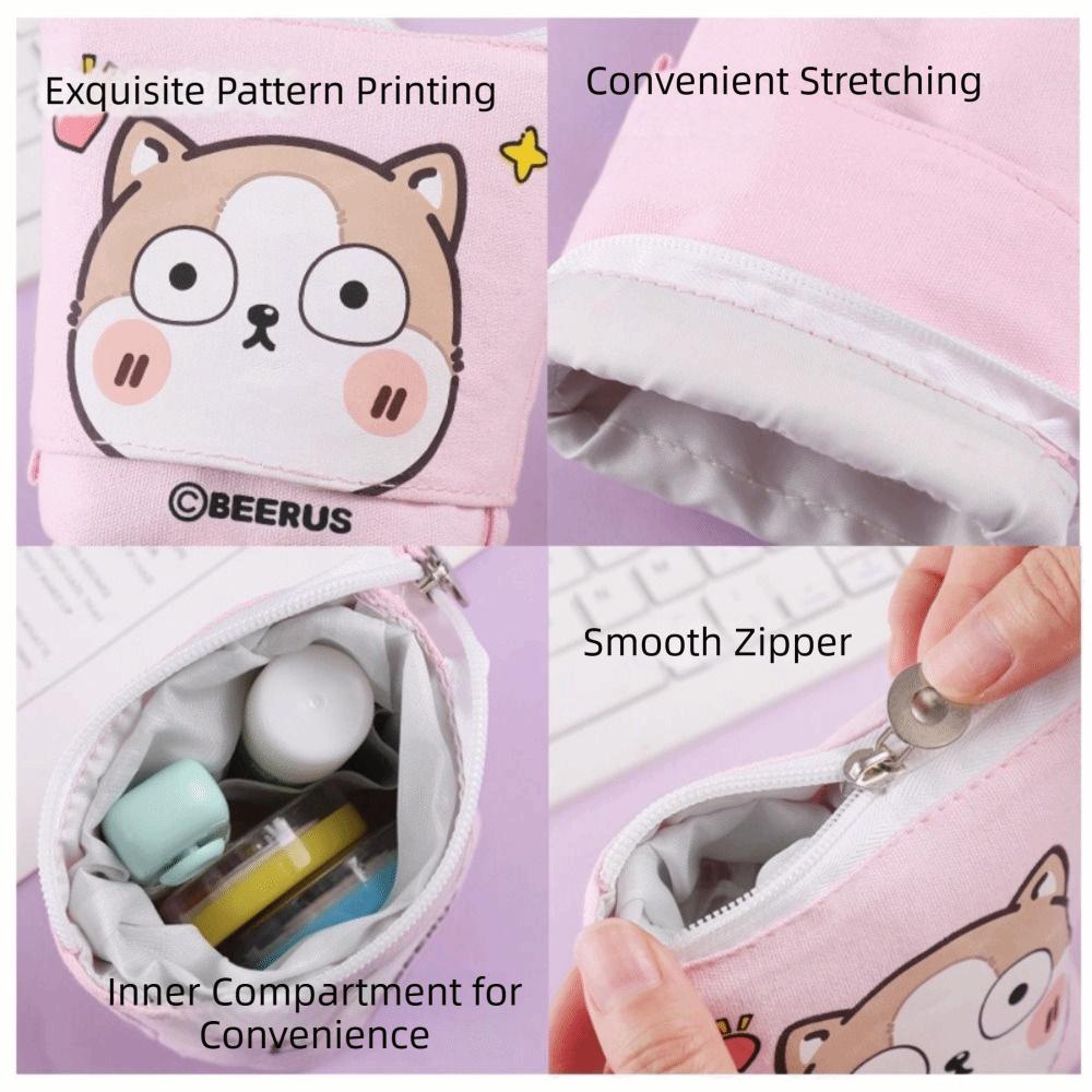 Pop Up Design Zipper Storage Box Large Capacity Pen Holder Girls Boys Pen Box Stationery Gift