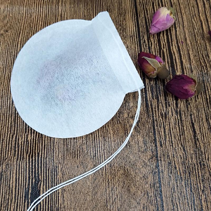 100Pcs White Round Tea Bags Empty Filter Paper Teabags With String For Herb Tea