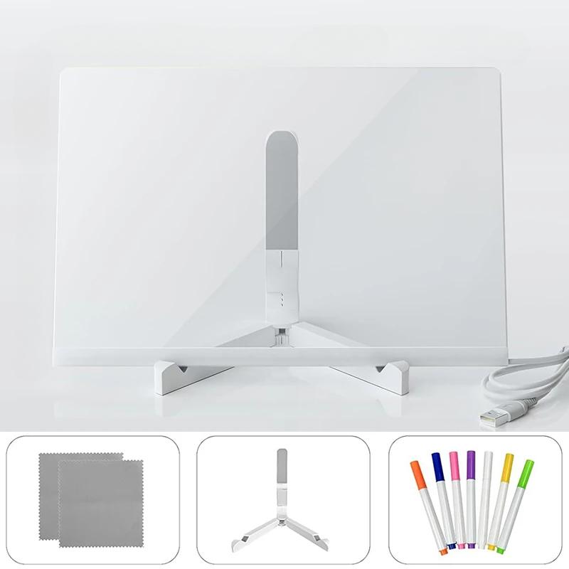 1Pc LED Luminous Blackboard Drawing Toys Magic Light Blackboard Graffiti Coloring Art Lamp Acrylic Message Board Montessori Kids Toy