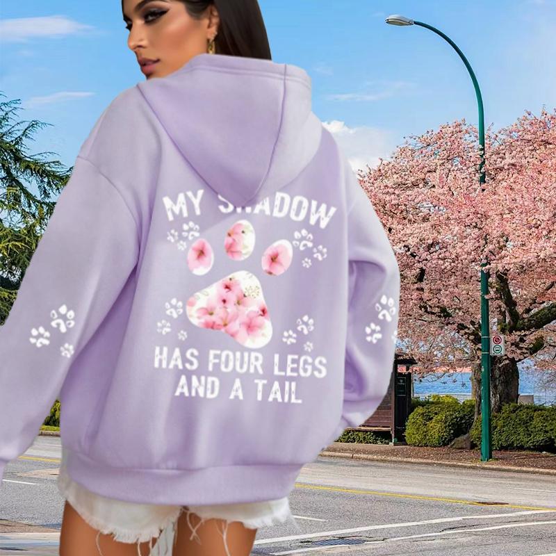 

Женские свободные толстовки с капюшоном и принтом «Собачий коготь» с цветком вишни, блузки, толстовки, повседневные свитера с длинным рукавом 8XL фиолетовый