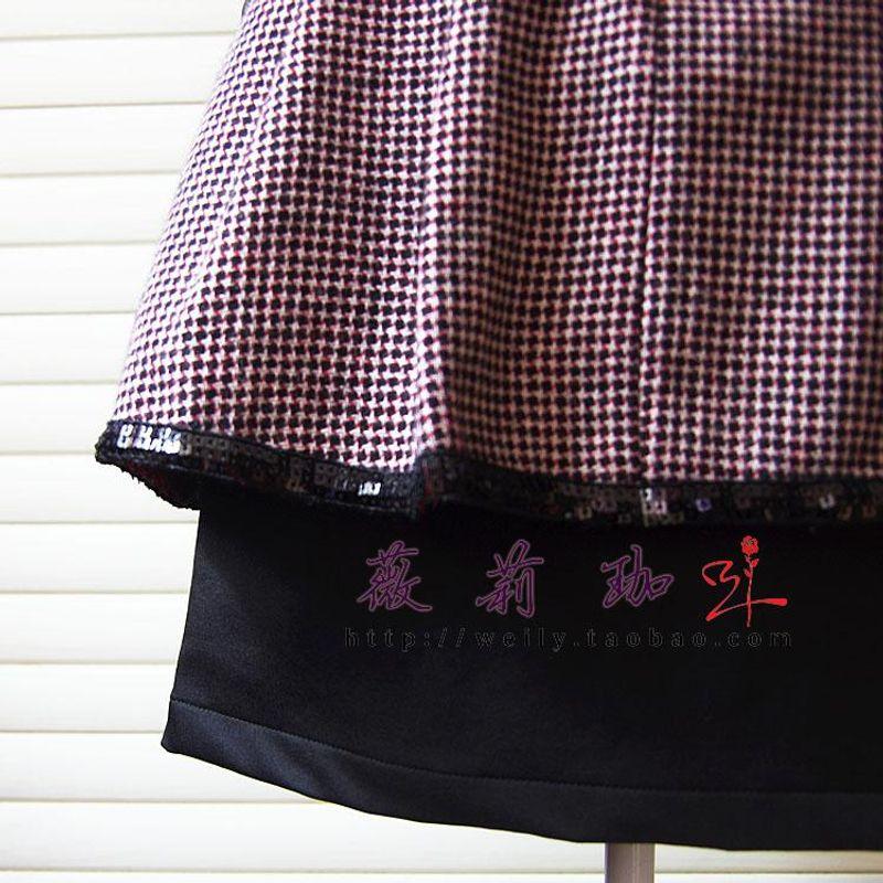 

Qing! [Zhuo Zi * Ya] European and American Style Autumn and Winter Skirt Skirt 3111 Pink lattice(Cut the label) L(Waist 76cm)