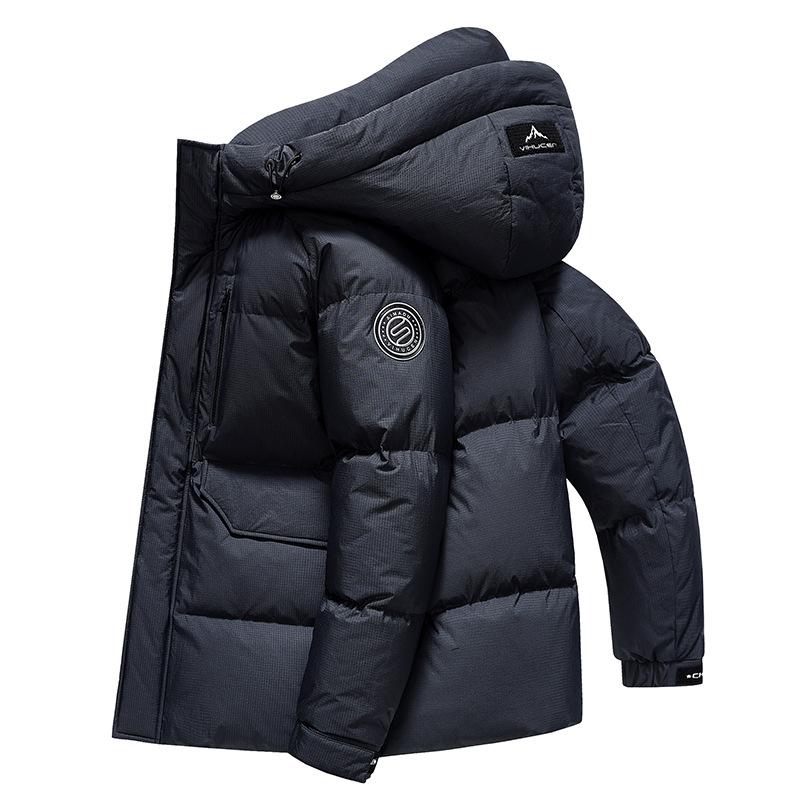 Winter Daunenjacke mit Kapuze für Männer und Frauen, Verdickte mittellange Jugenddaunenjacke, Daunenjacke