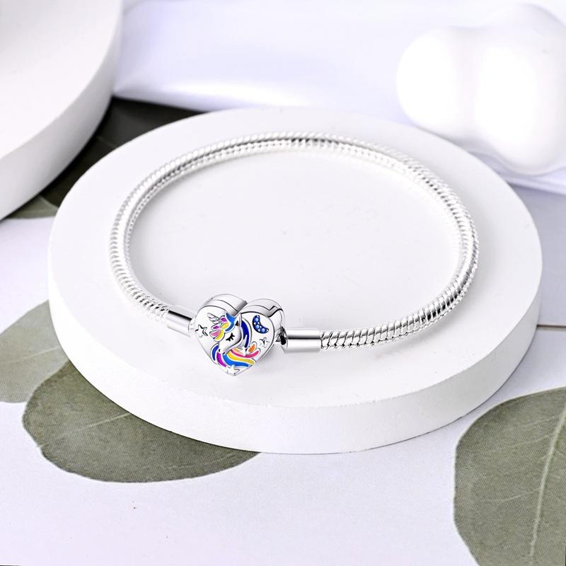 S925 Silver Star Sky Unicorn Sunflower Ladybug Snake Chain DIY Handmade Pendant Charm Beads
