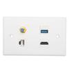 4 Port Wall Plate HD Multimedia Interface F Type USB3.0 Cat6 Home Wiring Faceplate for HDTV Projector Computer