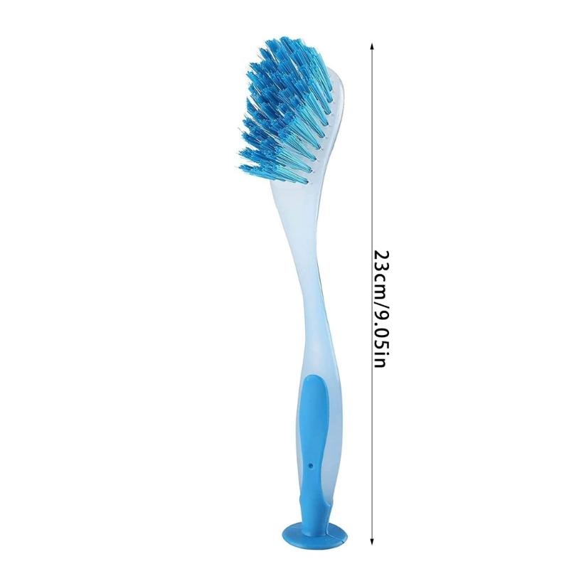 3Pcs Multipurpose Cleaning Brushes With Nonslip Suction Cups Extended Handle Design Colorful Home Cleaning Accessories