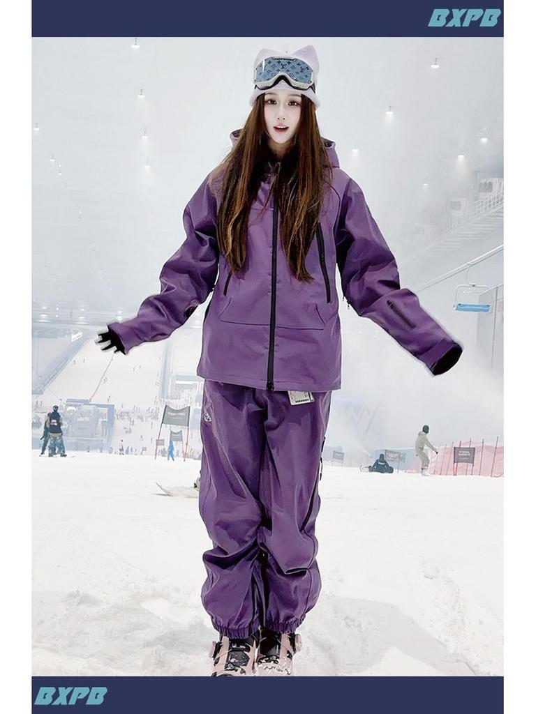 Unisex Purple Waterproof Ski & Snowboard Suit: Warm Winter Two-Piece