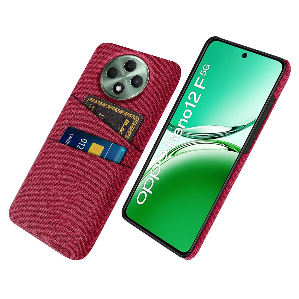 For Oppo Reno12 F 5G Case Cloth+Hard PC Phone Cover with Dual Card Slots