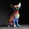Chihuahua Dog Creative Colorful  Statue Figurine Resin Sculpture Home Office Bar Store Decoration Ornament Crafts