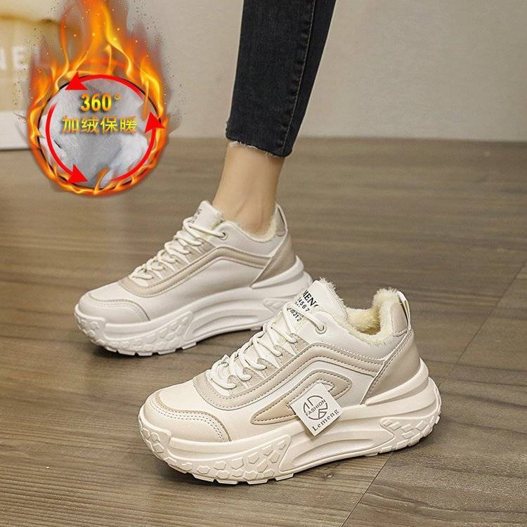 

Высокие ins женские 2025 зима универсальные утолщенные платформа папины кроссовки трендовый бархат теплые папа взрыв увеличивает 40