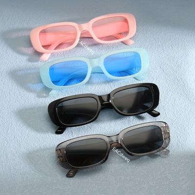 Women Men Vintage Trendy Rectangle Candy Color Sunglasses Small Frame UV400 Protection Unisex Eyewear