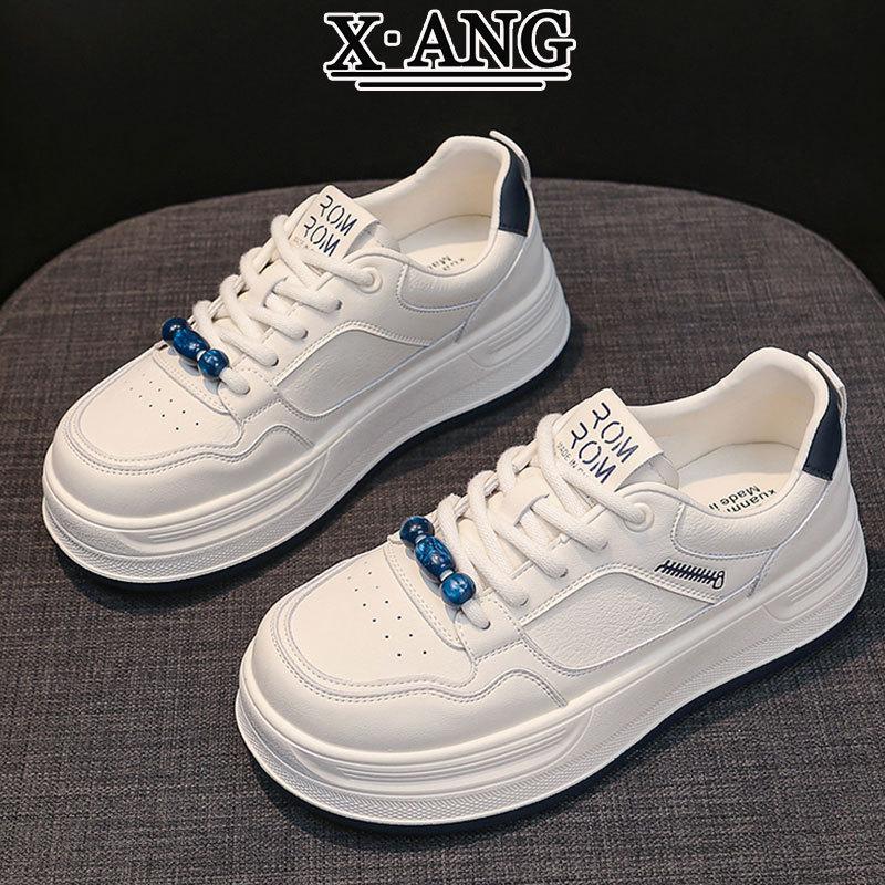 Leather Board Shoes Women's Thick-soled White Shoes Women's Shoes Autumn New Casual Sports Shoes Soft-soled Single Shoes