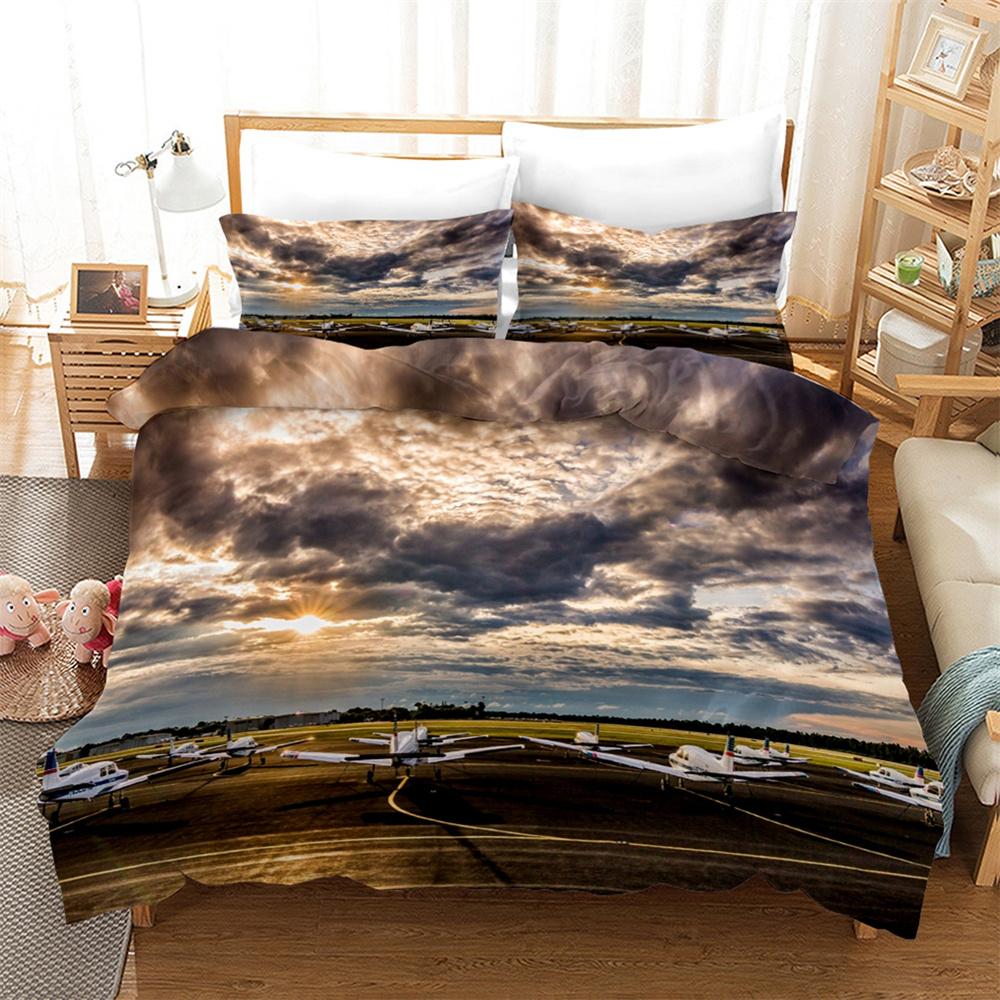 Airplane Duvet Cover Set King Queen Size for Kids Children Teens Aviation Aircraft Sky Bedding Set Polyester Comforter Cover