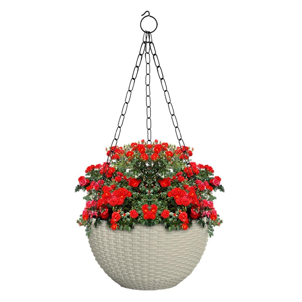 Set of 5 Plastic Hanging Flower Pot for Balcony & Railing | Planters for Home-Lawns & Gardening | (Flowers Not Included)