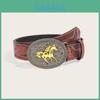 Western Cowboy Pu Leather Belt With Horse Alloy Fastener Design For Fashion Enthusiasts