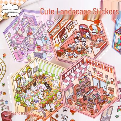 Miniature 3D Landscape House Stickers for Journaling and Scene Decoration