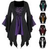 Women Halloween Gothic Sequined Insert Butterfly Sleeve T-shirt Tops