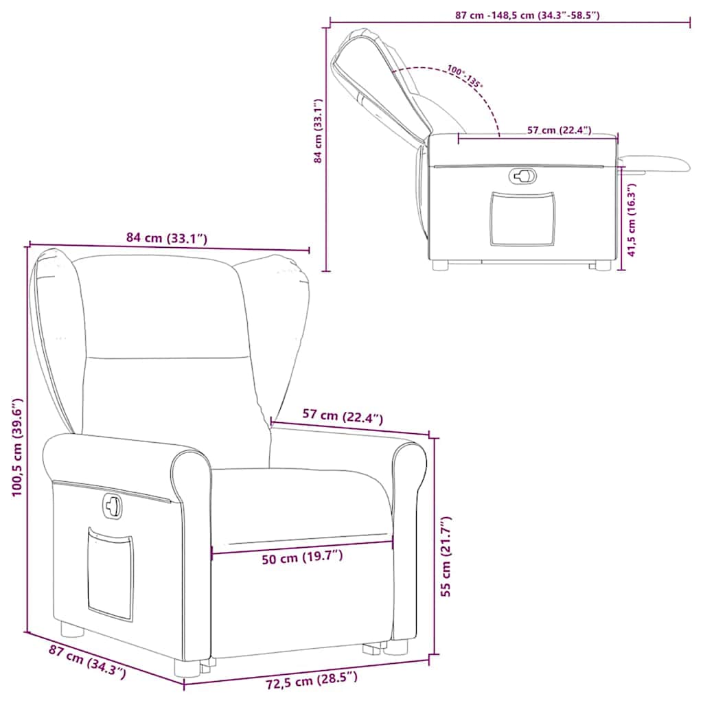 Recliner with Rising Function Cream Fabric