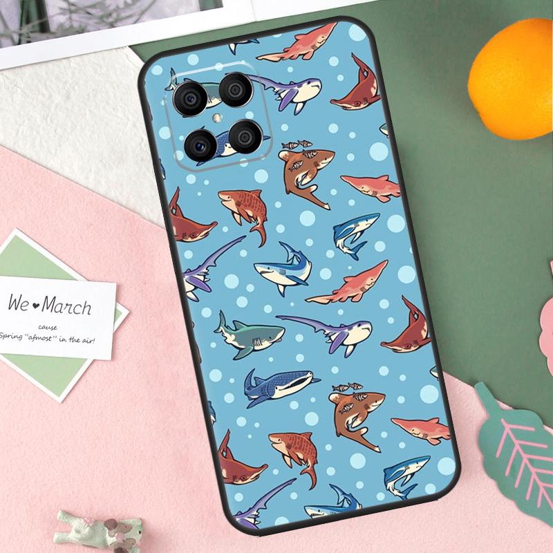 Cartoon Shark Case For Honor 200 Pro 50 70 90 Lite X9b X9a X8b X8a X8 X9 X9c Honor Magic 7 5 6 Pro Cover