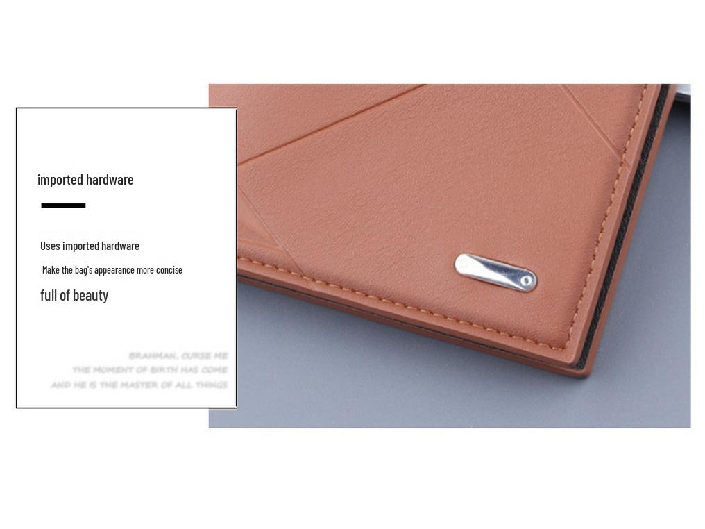 Men's Leather All-in-One Folding Card Holder Wallet with Large Capacity