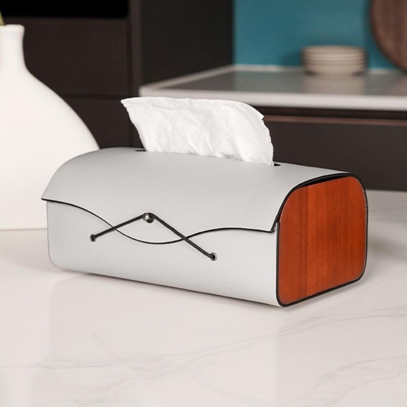 Leather Tissue Box Luxury Tissue Storage Case Aesthetic Napkin Organizer Boxes Elegant Plush Napkin Cases Table Decorations