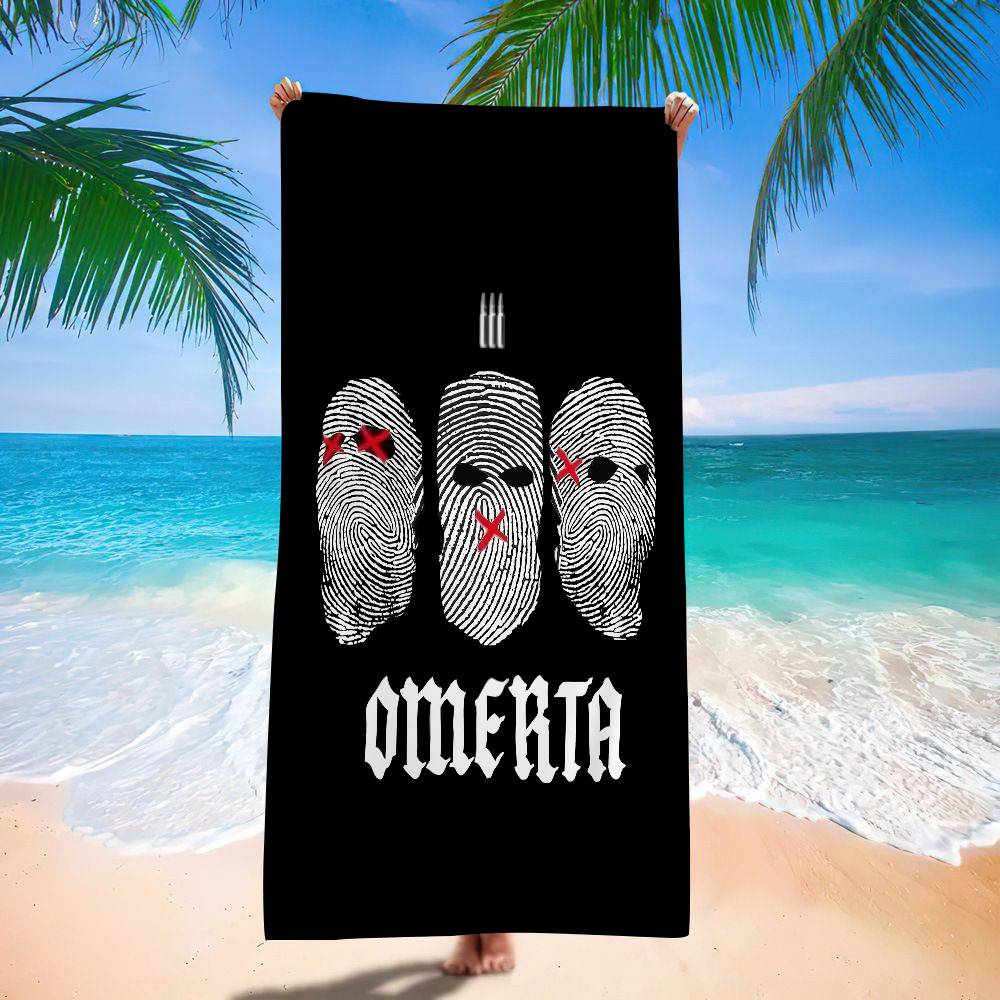 Marke Omerta Maes 47 Logo Schwarzes Mikrofaser Strandtuch Saugfähig Schnelltrocknend Weich Yoga Schwimmen Resort Bergsteigen Handtuch