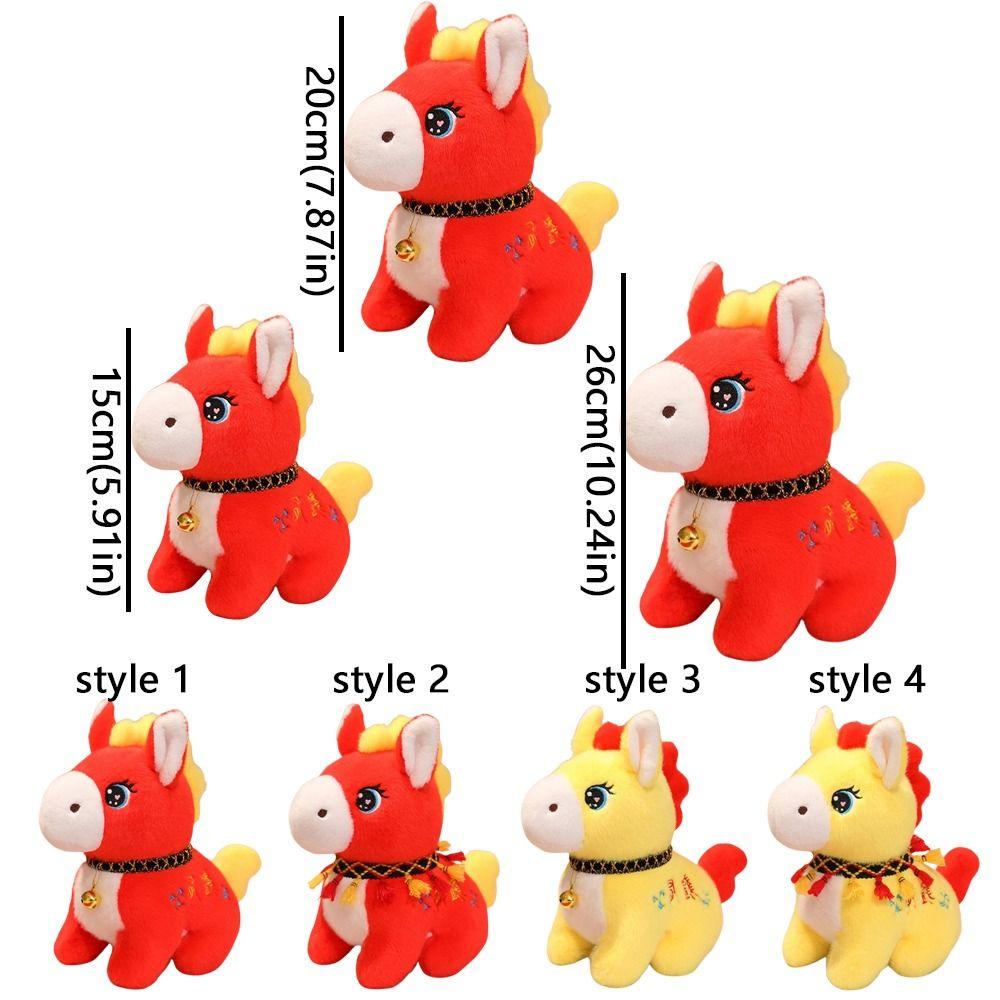 Chinese Style Zodiac Horse Doll Cute Plush Horse Toys Cartoon 2026 New Year Mascot Bedside Decor