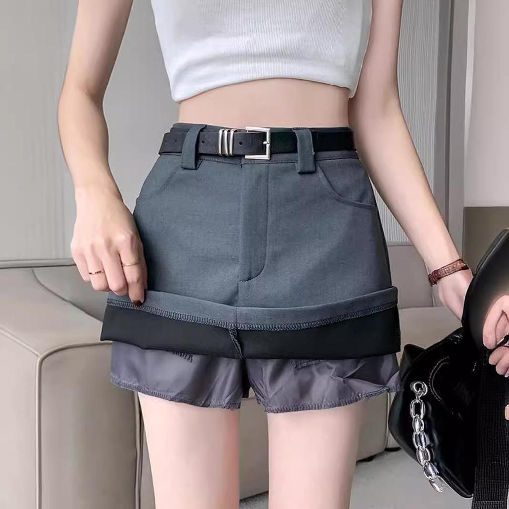 Summer 2025 Women's Gray High Waist A-line Bodycon Mini Skirt