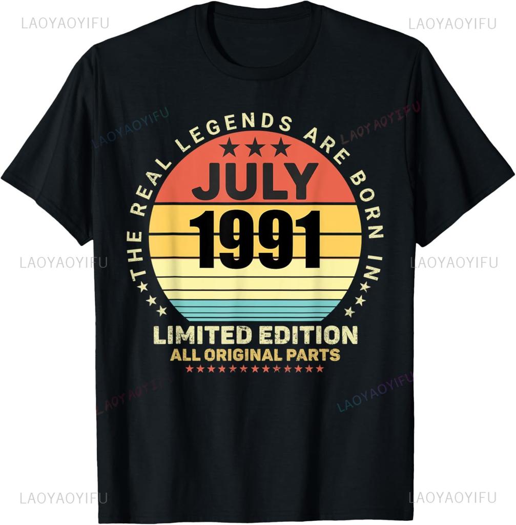Retro Vintage 1991 T-Shirt 34 Jahre Alt Geburtstag 33. Geburtstag Tee T-Shirt Personalisierte Kleidung Anpassbar Camisas Ropa Hombre