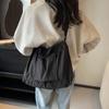 Solid Color Women Shoulder Bag Hobo Bag Pleated Tote Bag
