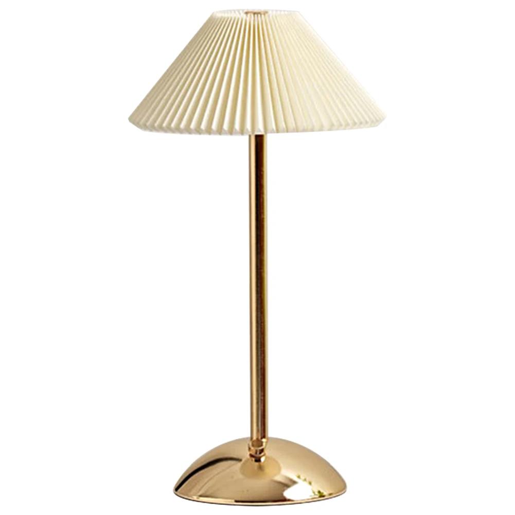 Nordic Pleated Table Lamp USB Charging Bedside Night Light Modern Style with Metal Base for Bedroom Living Room Decor