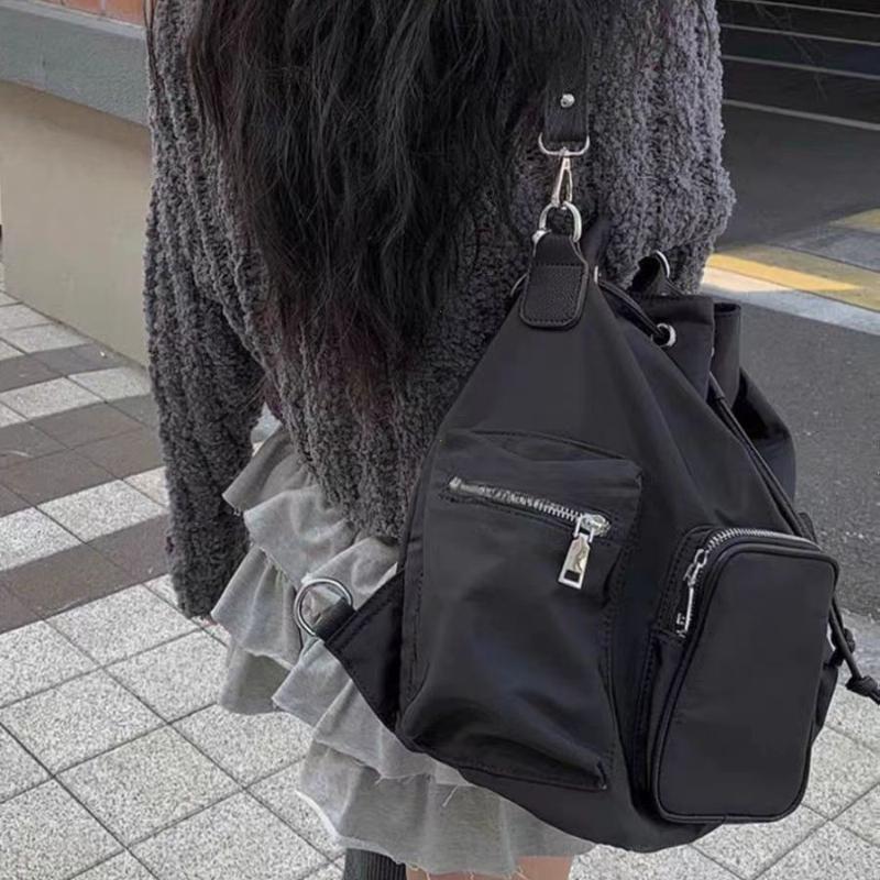 Sweet Cool Nylon Backpack Women's Lightweight Shoulder Crossbody Bag Dual Strap Casual Sle Fashionable Trendy Design Backpacks