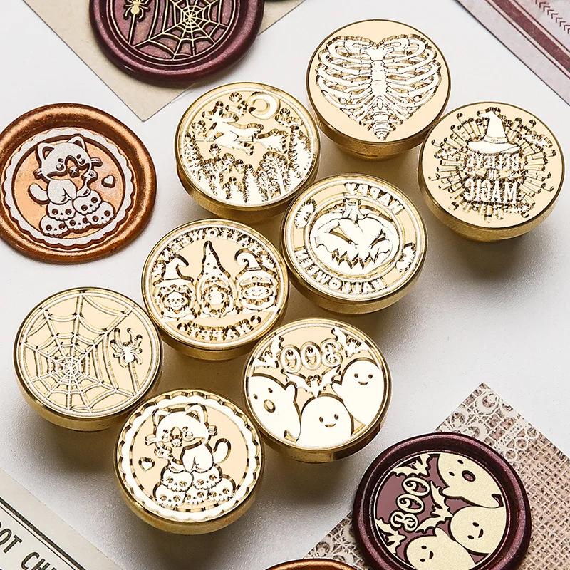 Halloween Stempel Kupferkopf Wachssiegel Personalisierter Hochzeitsstempel Versiegelungswerkzeug Brief Einladung Dekoration Bastelbedarf HCZ041