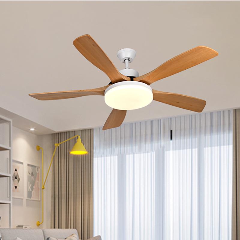 Nordic Solid Wood Ceiling Fan with Light - Silent Variable Frequency Electric Chandelier for Living Room and Restaurant.