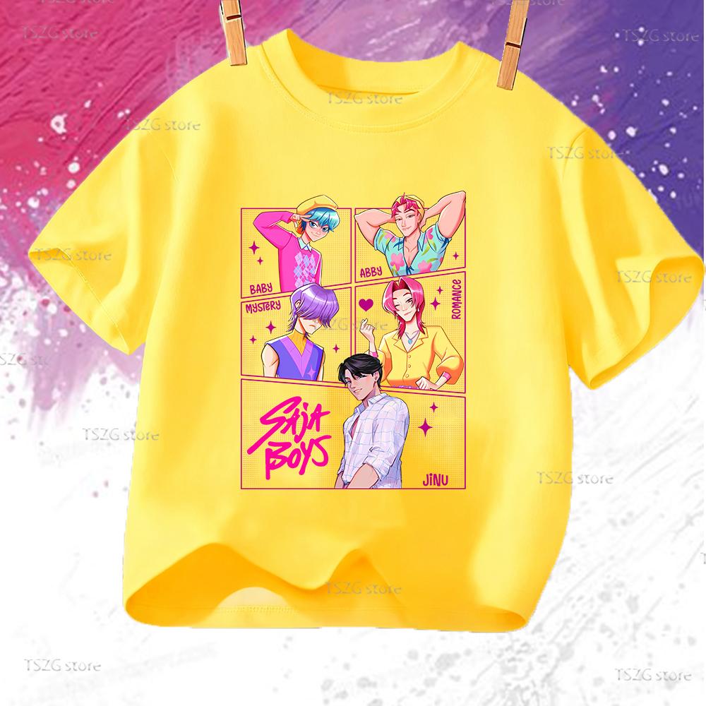 Sommer Anime KPop Dämonenjäger Saja Boys Print Kinder T-Shirt Tops Mode Kinderkleidung Kurzarm Fans Geschenk T-Shirt