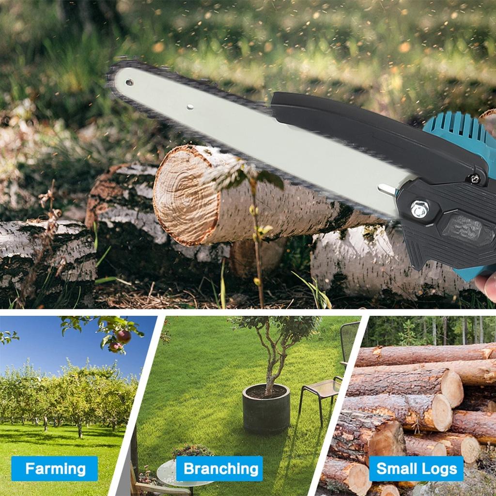 3000W 8Inches Brushless Mini Electric Chain Saw Variable Speed Pruning Saw 128VF Rechargeable Woodworking Tools For Battery