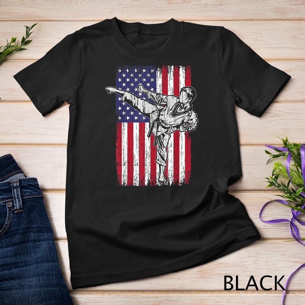 Taekwondo Tshirt - Funny American Flag Taekwondo Vintage Unisex T-shirt