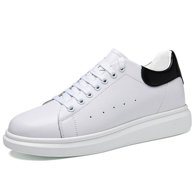 

Inner height increase, white shoes, men s new models, breathable sports board shoes, men s and women s couples thick-soled white shoes, trendy 43 белый
