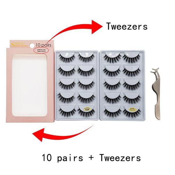 10 Pairs/set Mink False Eyelashes Set Natural False Eyelashes Fake Lashes Long Makeup Reusable Extension Eyelashes for Beauty