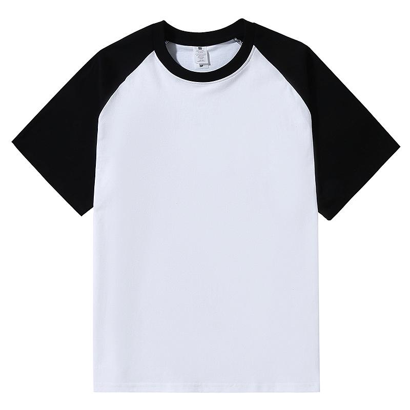 Unisex Retro Color Block Raglan Cotton T-Shirt - Casual Loose Fit, Short Sleeve